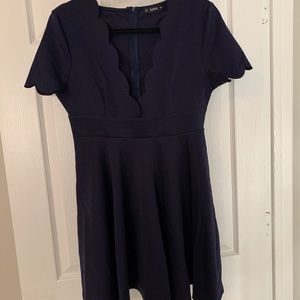 Deep V skater dress